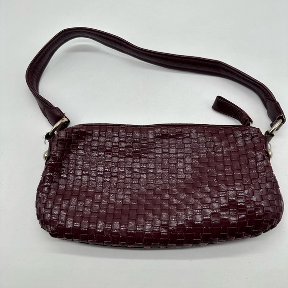 EUC Like New Elliott Lucca Leather Woven Red Burgundy Purse Handbag Bag  Small - Picture 2 of 4